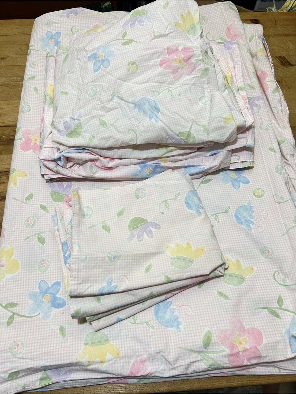 Pottery Barn Kids Gingham Floral Twin Bedding